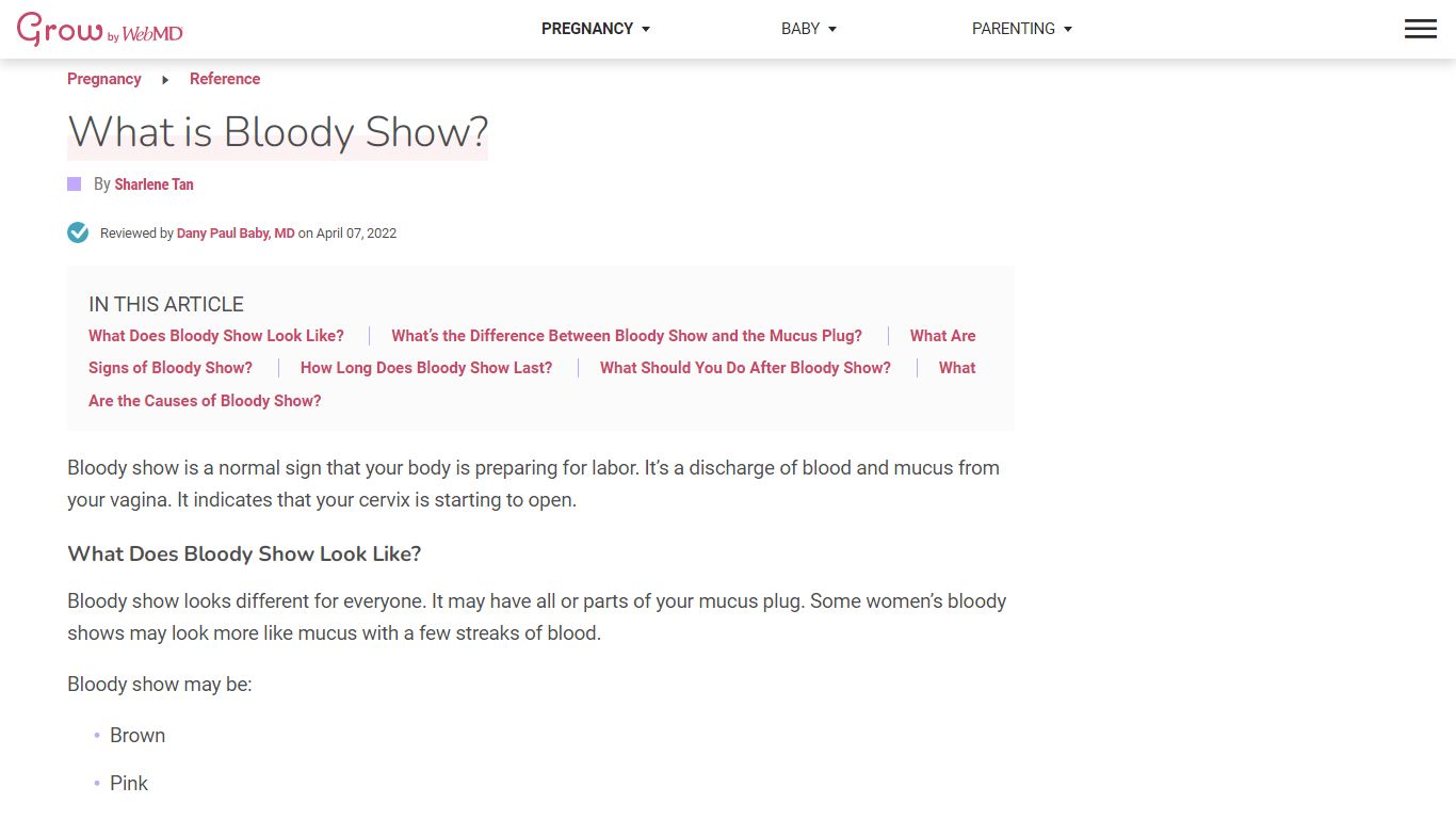 What is Bloody Show? - WebMD